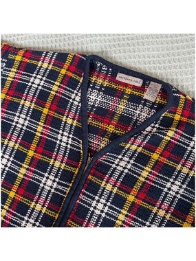 Vintage Northern Isles Plaid Cardigan Sweater Womens Large Granny Cottage Cotton